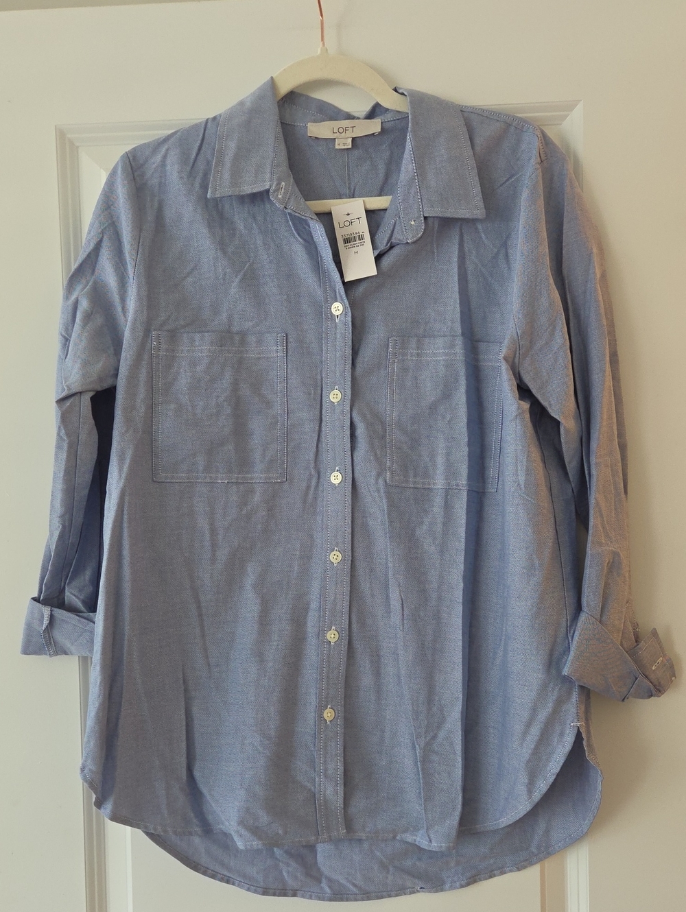 LOFT Light Blue Women's Casual Button-Down Shirt